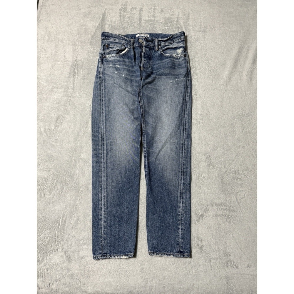MOUSSY Vintage Raw Hem Jeans Womens 28 Blue Distressed Skinny 28x27